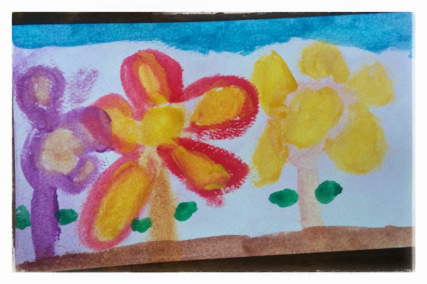 Flowers painted by a child