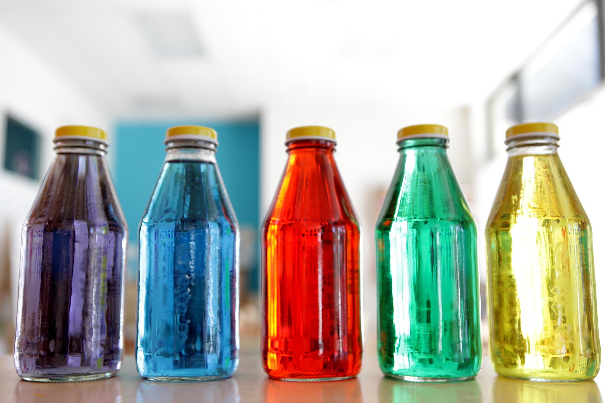 Colored Water in Bottles