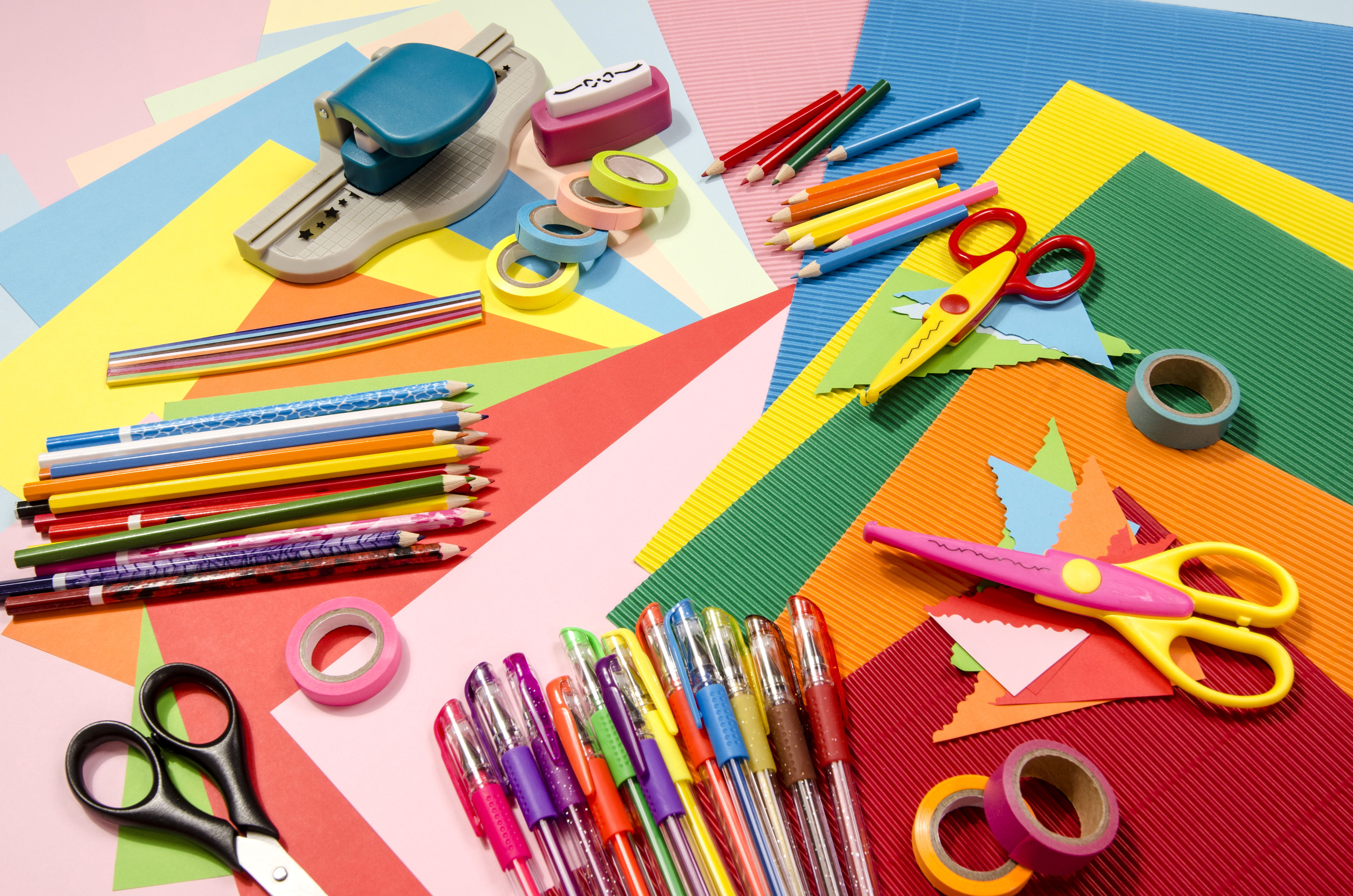 Colorful arts and crafts supplies
